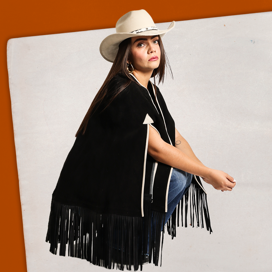 Capa Western Piel de res acabado Gamuza UW202