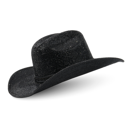 Sombrero Rhinestone Negro UW403